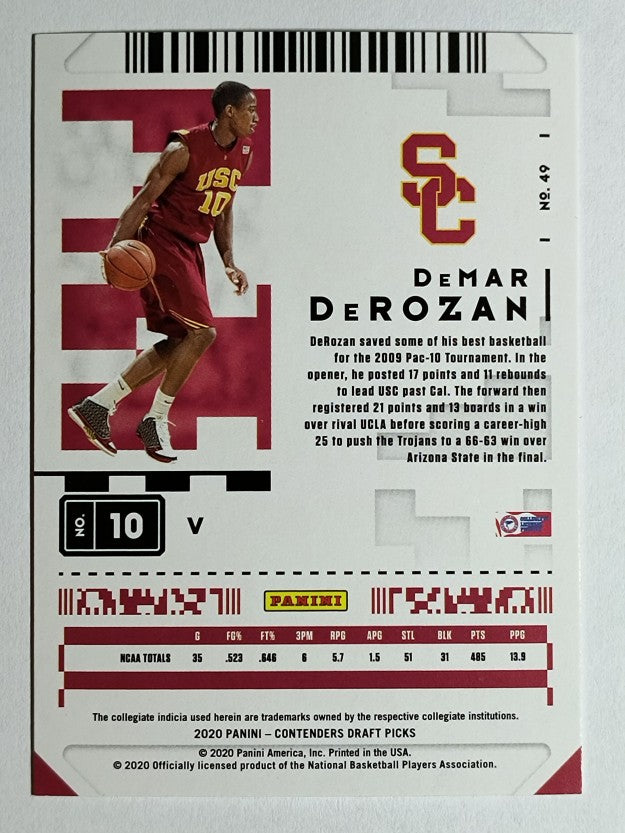 2020-21 Contenders Draft Picks Variations Game Ticket Red #49 DeMar DeRozan