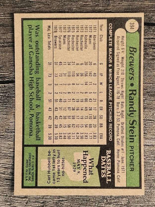 1979 Topps #394 Randy Stein RC (EXMT)
