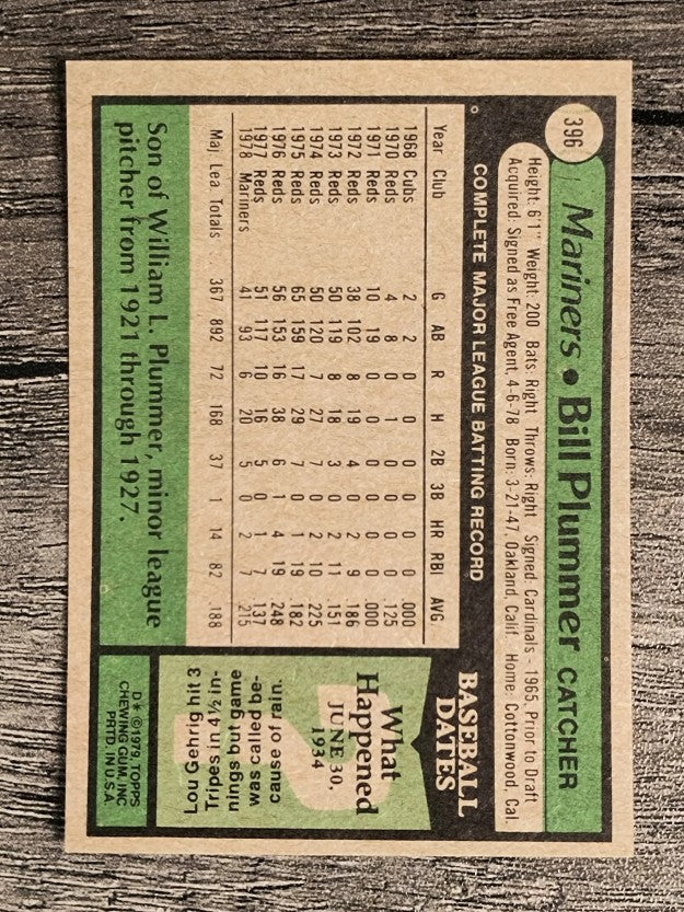 1979 Topps #396 Bill Plummer (EXMT)