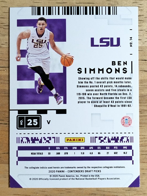 2020-21 Panini Contenders Draft Picks Variations #14 Ben Simmons