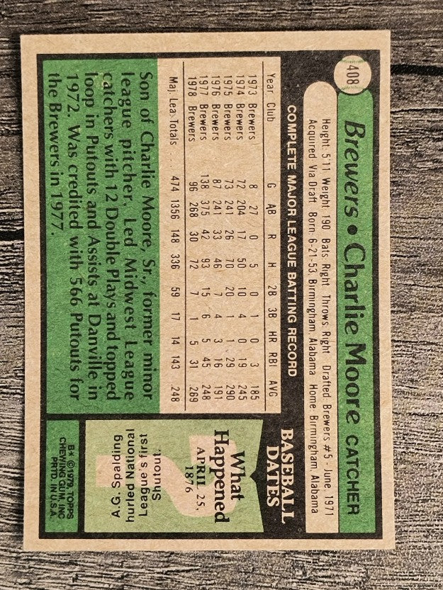 1979 Topps #408 Charlie Moore (EXMT)