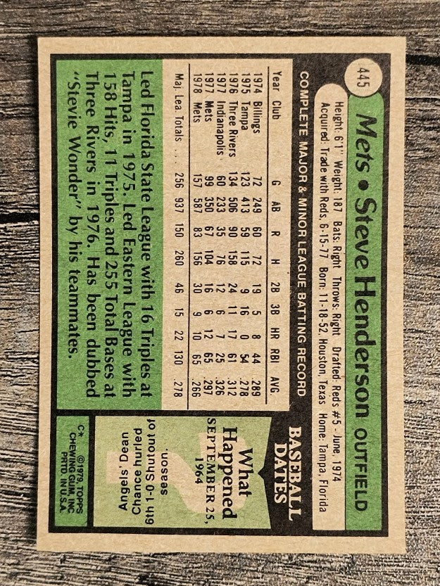 1979 Topps #445 Steve Henderson (EXMT)