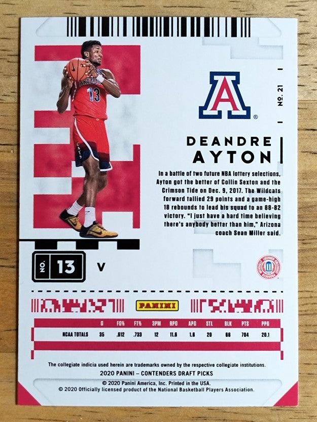 2020-21 Panini Contenders Draft Picks Variations #21 Deandre Ayton