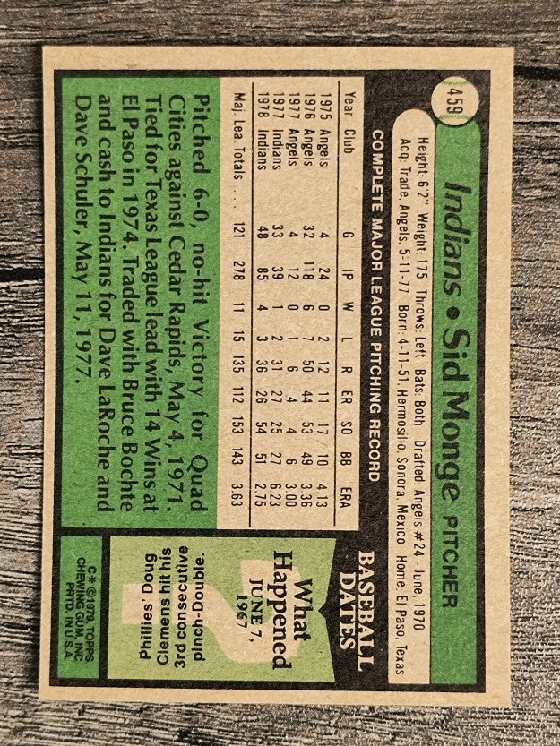 1979 Topps #459 Sid Monge (EXMT)