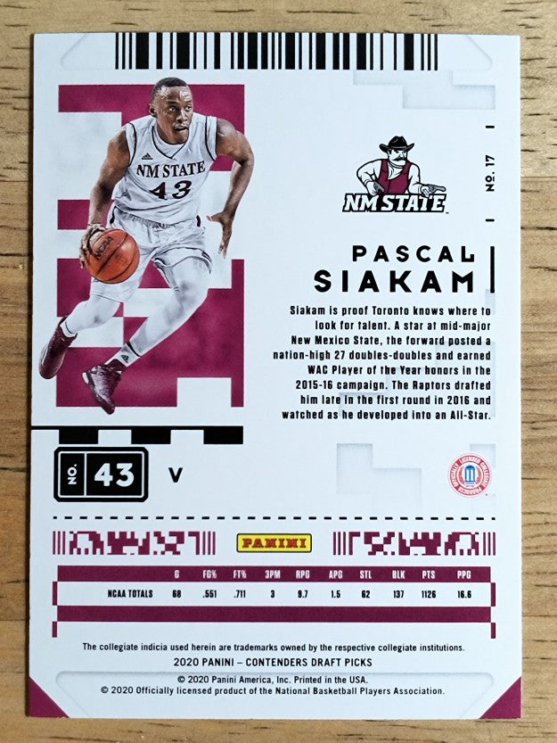 2020-21 Panini Contenders Draft Picks Variations #17 Pascal Siakam