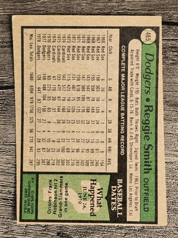 1979 Topps #465 Reggie Smith (VG)