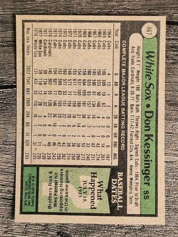 1979 Topps #467 Don Kessinger (EXMT)