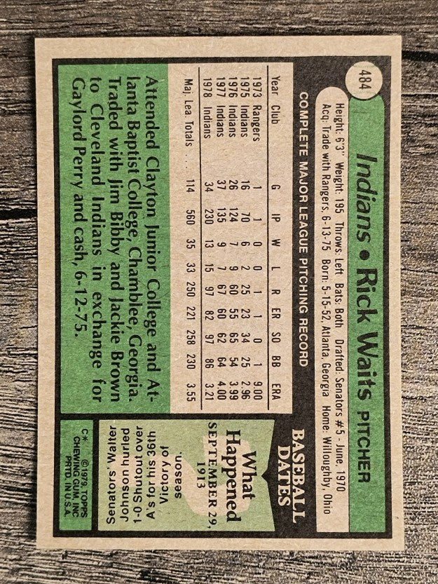 1979 Topps #484 Rick Waits (MINT)