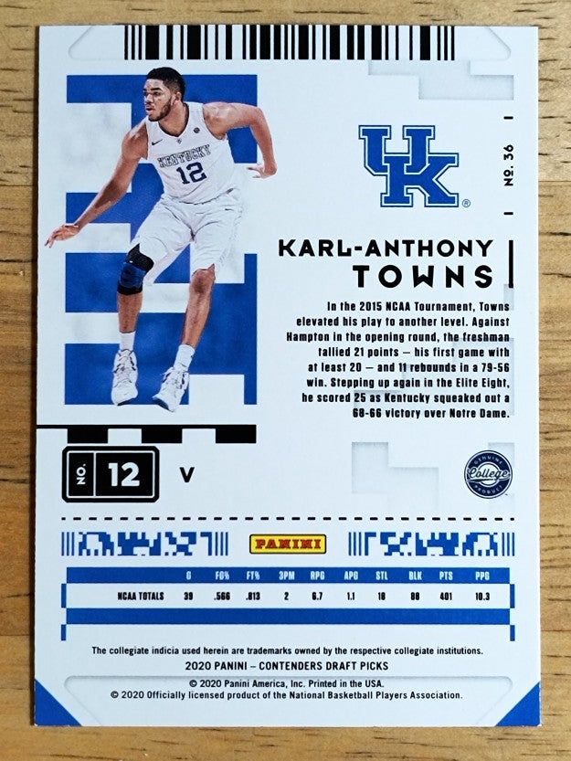 2020-21 Panini Contenders Draft Picks Variations #36 Karl-Anthony Towns