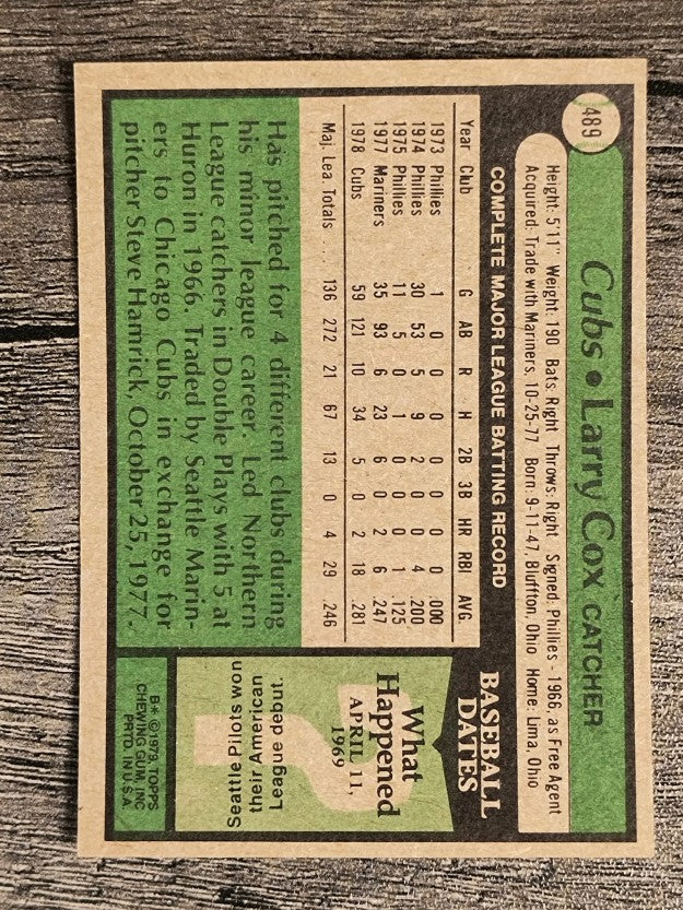 1979 Topps #489 Larry Cox (NM)
