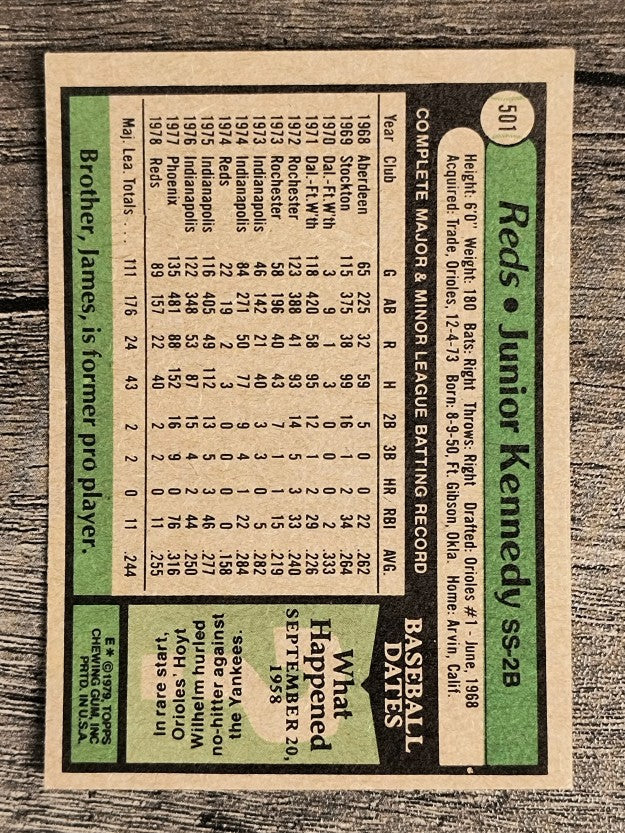 1979 Topps #501 Junior Kennedy RC (EX)