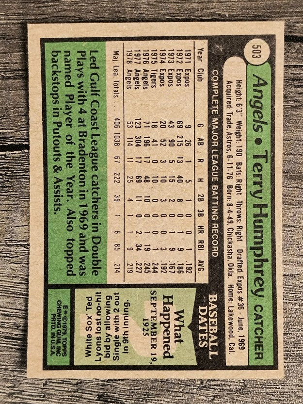 1979 Topps #503 Terry Humphrey (EXMT)