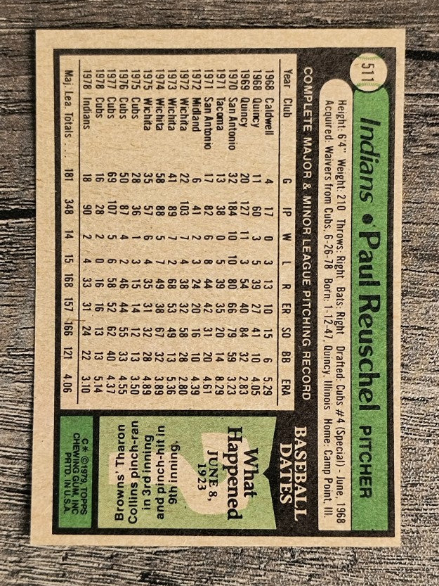 1979 Topps #511 Paul Reuschel (EX)