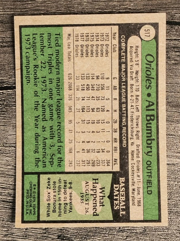 1979 Topps #517 Al Bumbry (EXMT)