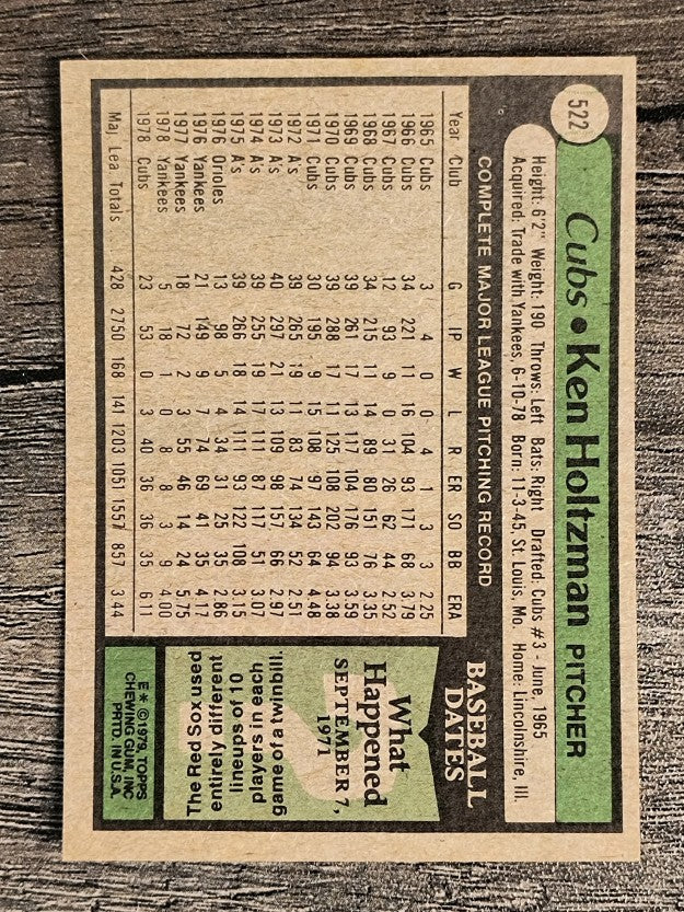 1979 Topps #522 Ken Holtzman (NM)