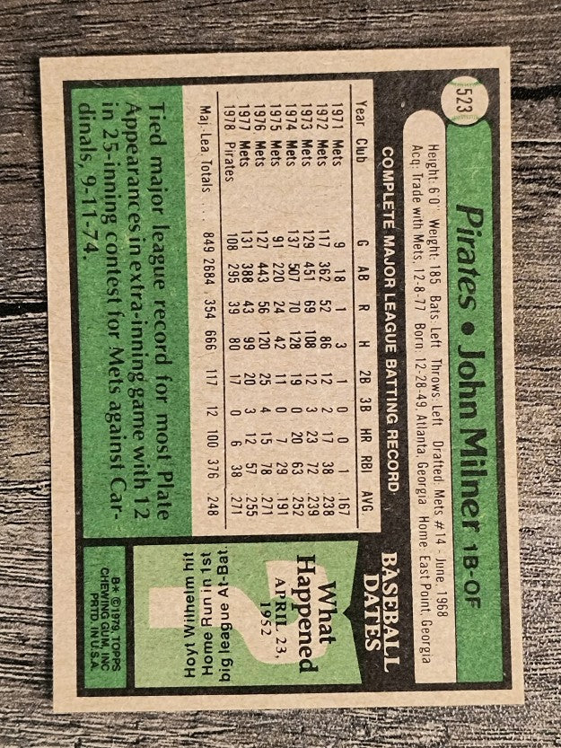 1979 Topps #523 John Milner (EXMT)