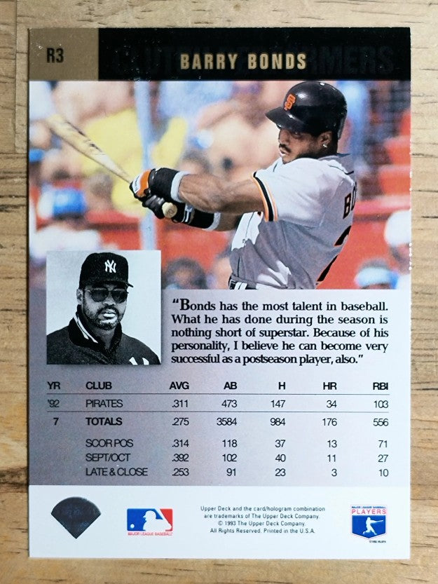 1993 Upper Deck Clutch Performers #R3 Barry Bonds