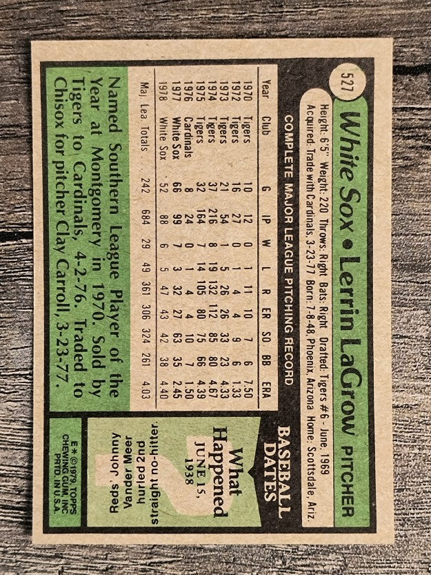 1979 Topps #527 Lerrin LaGrow (EX)