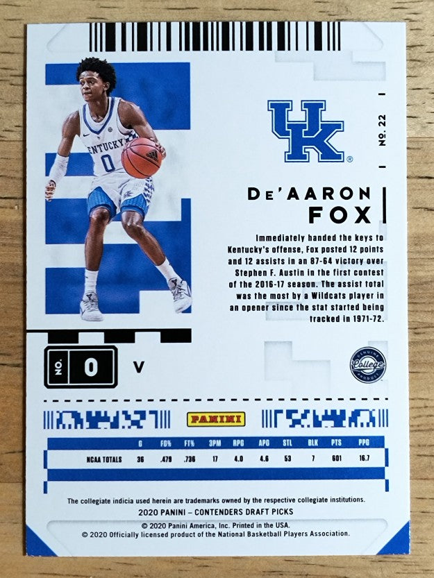 2020-21 Panini Contenders Draft Picks Variations #22 De'Aaron Fox