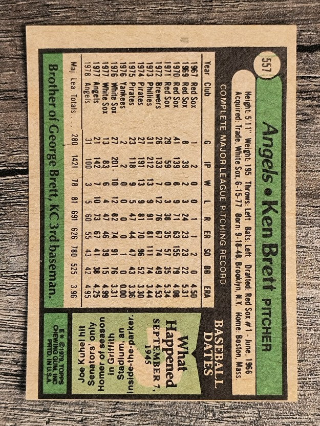 1979 Topps #557 Ken Brett (EX)