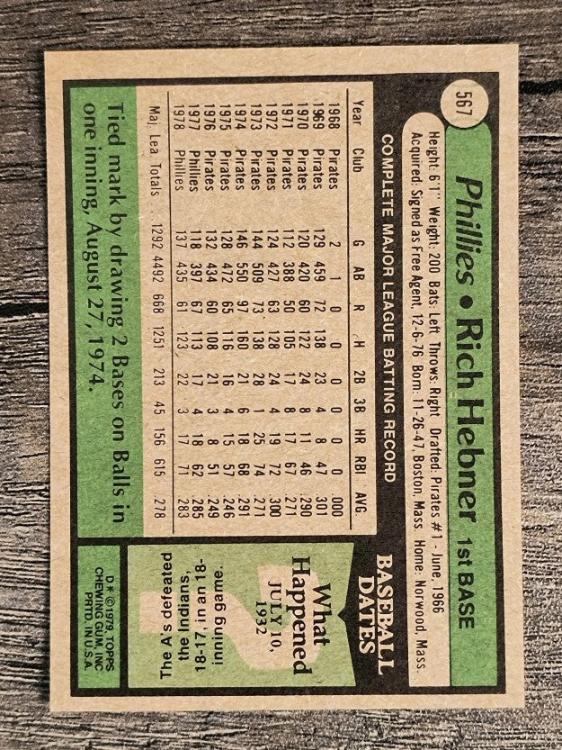 1979 Topps #567 Richie Hebner (NM)