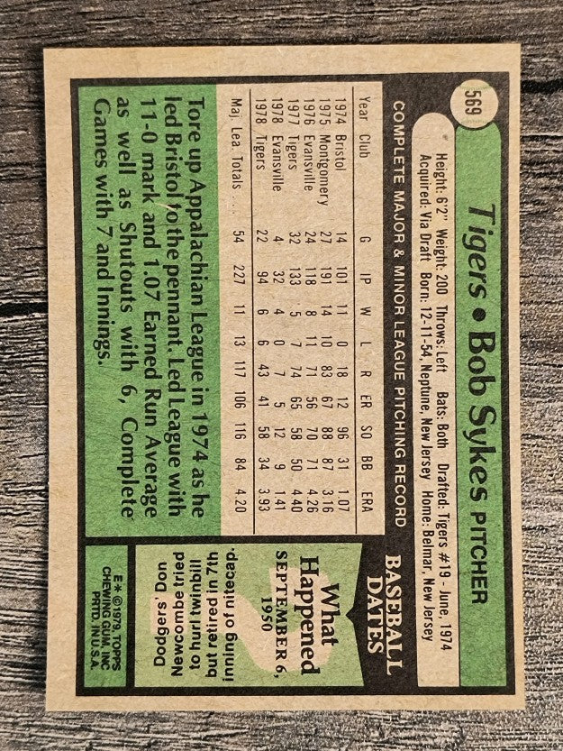 1979 Topps #569 Bob Sykes (VGEX)