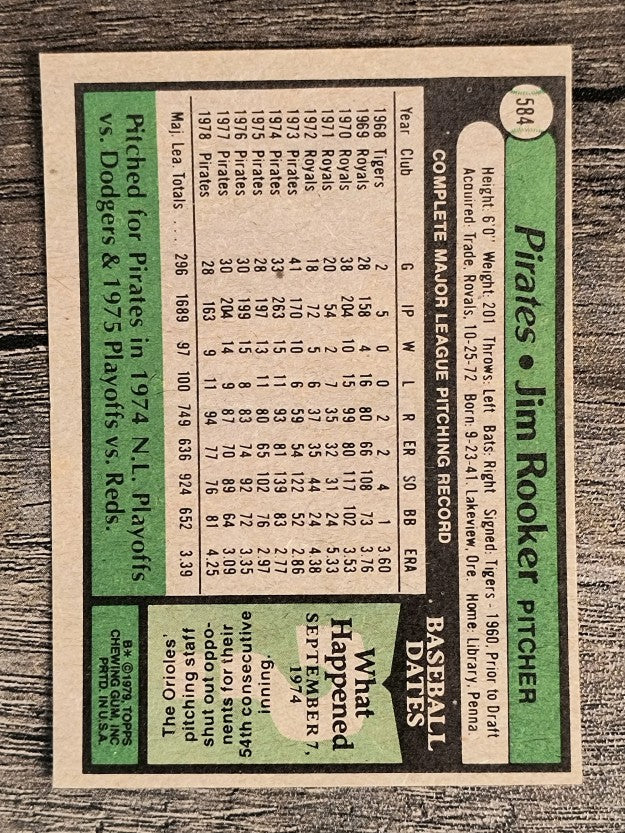 1979 Topps #584 Jim Rooker (EXMT)