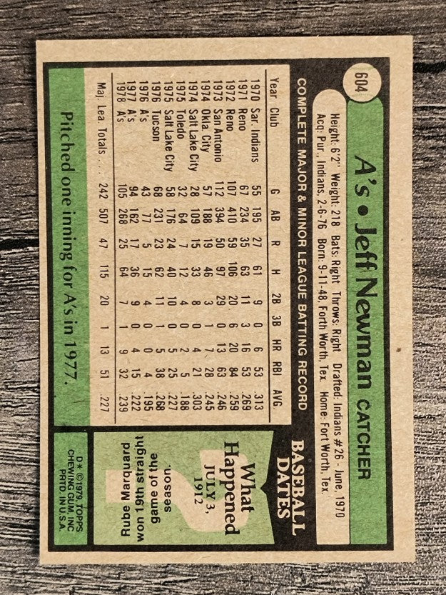 1979 Topps #604 Jeff Newman (NM)