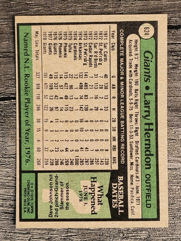 1979 Topps #624 Larry Herndon (NM)