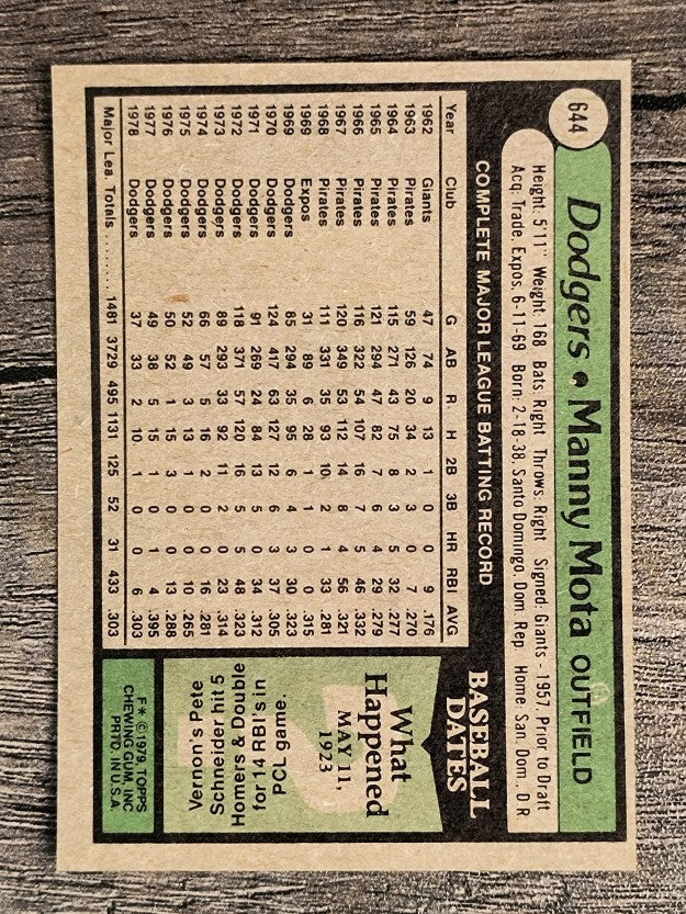 1979 Topps #644 Manny Mota (NM)