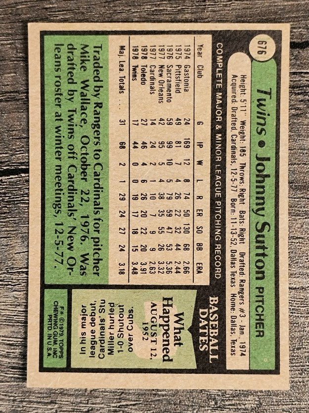 1979 Topps #676 Johnny Sutton RC (NM)