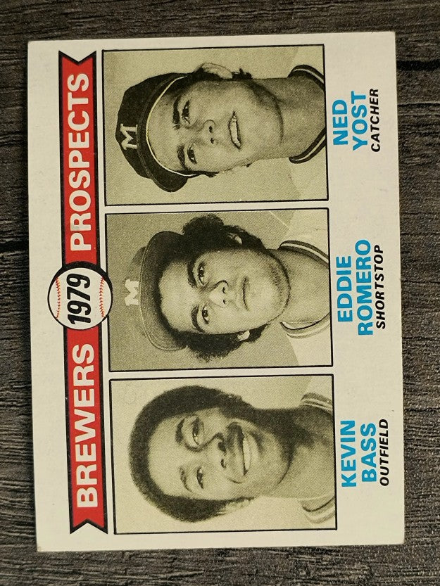 1979 Topps #708 Kevin Bass RC/Eddie Romero RC/Ned Yost RC (VG)