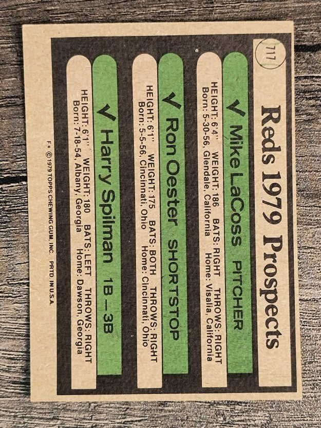 1979 Topps #717 Mike LaCoss RC/Ron Oester RC/Harry Spilman RC (EXMT)