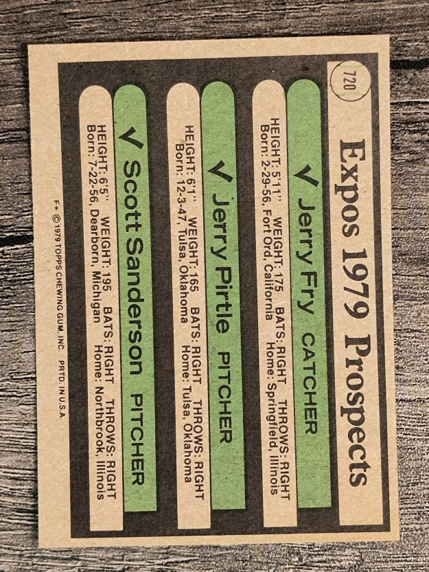 1979 Topps #720 Jerry Fry RC/Jerry Pirtle RC/Scott Sanderson RC (EXMT)