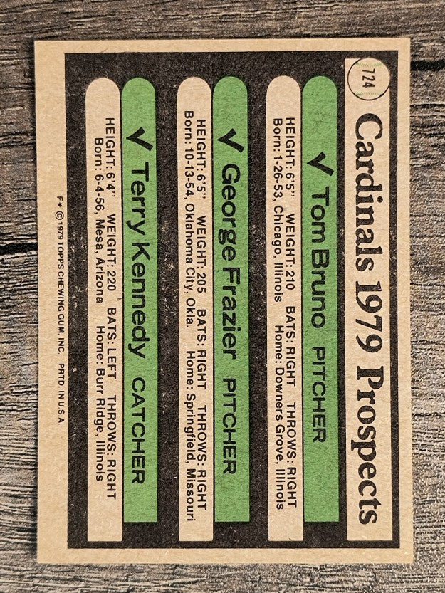 1979 Topps #724 Tom Bruno RC/George Frazier RC/Terry Kennedy RC (EXMT)