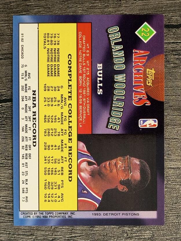 1992-93 Topps Archives #22 Orlando Woolridge (NM)