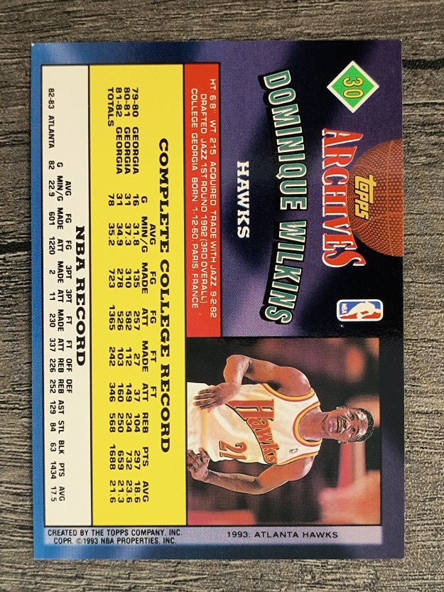 1992-93 Topps Archives #30 Dominique Wilkins