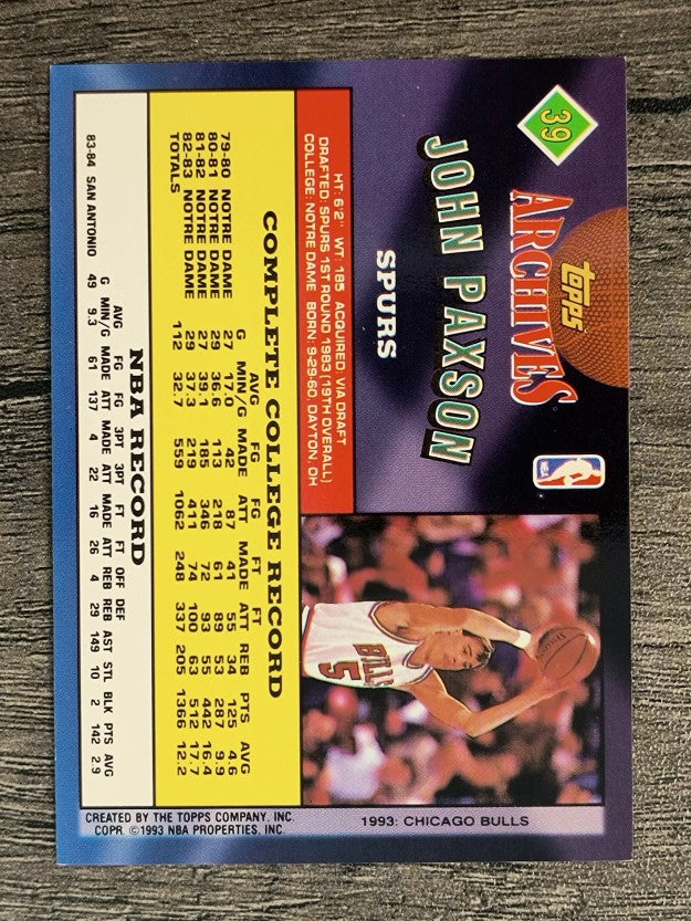 1992-93 Topps Archives #39 John Paxson