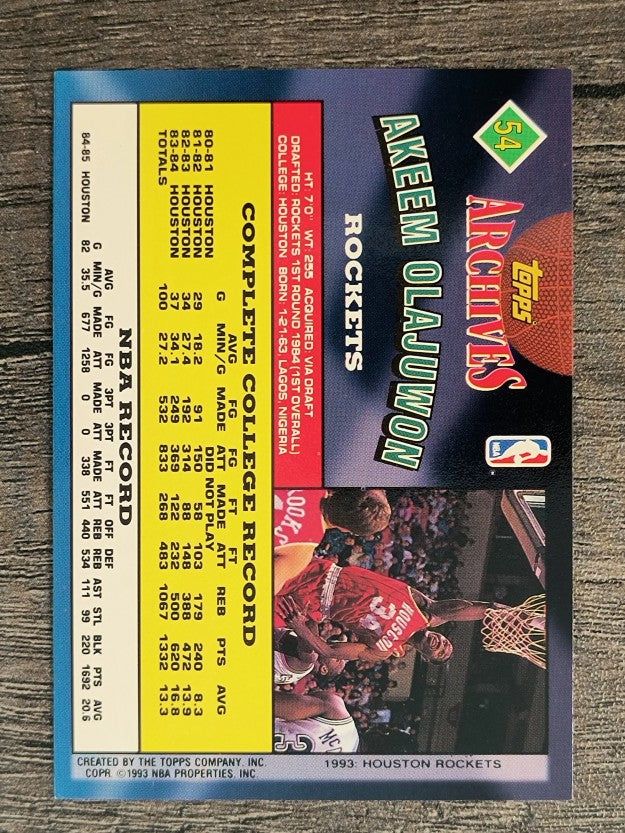 1992-93 Topps Archives #54 Hakeem Olajuwon
