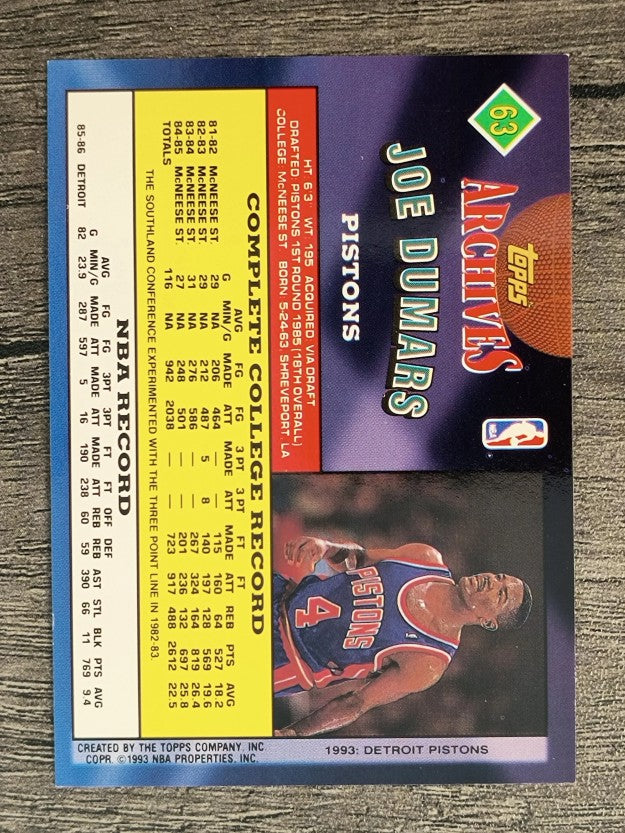 1992-93 Topps Archives #63 Joe Dumars