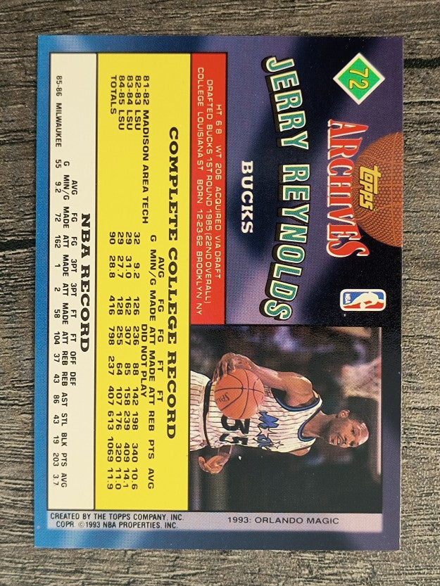 1992-93 Topps Archives #72 Jerry Reynolds