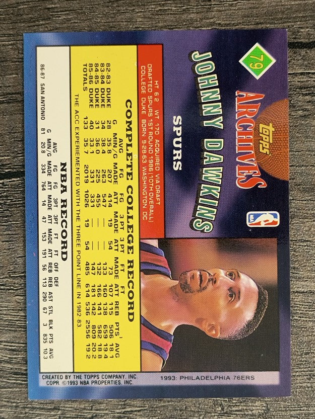 1992-93 Topps Archives #79 Johnny Dawkins