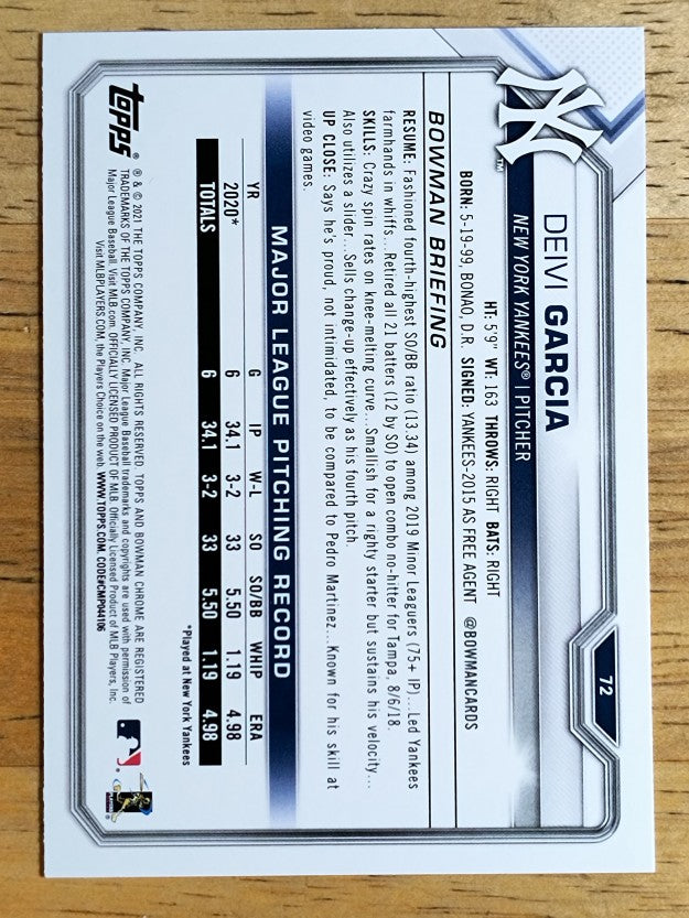 2021 Bowman #72 Deivi Garcia RC