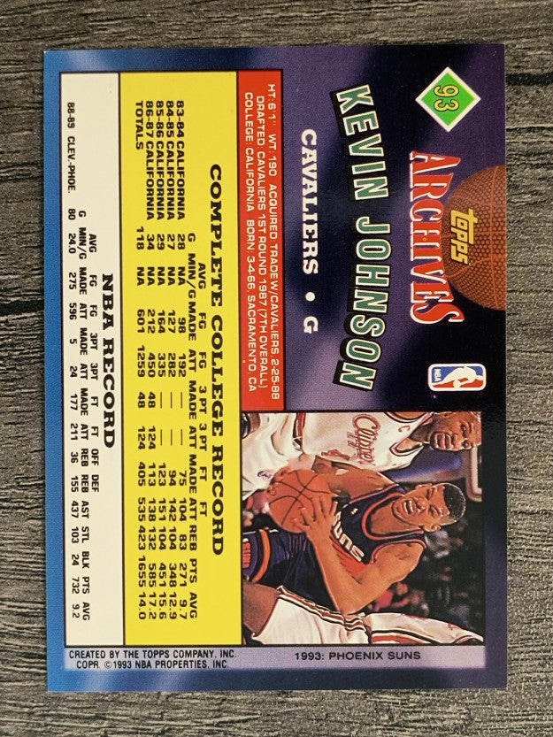 1992-93 Topps Archives #93 Kevin Johnson