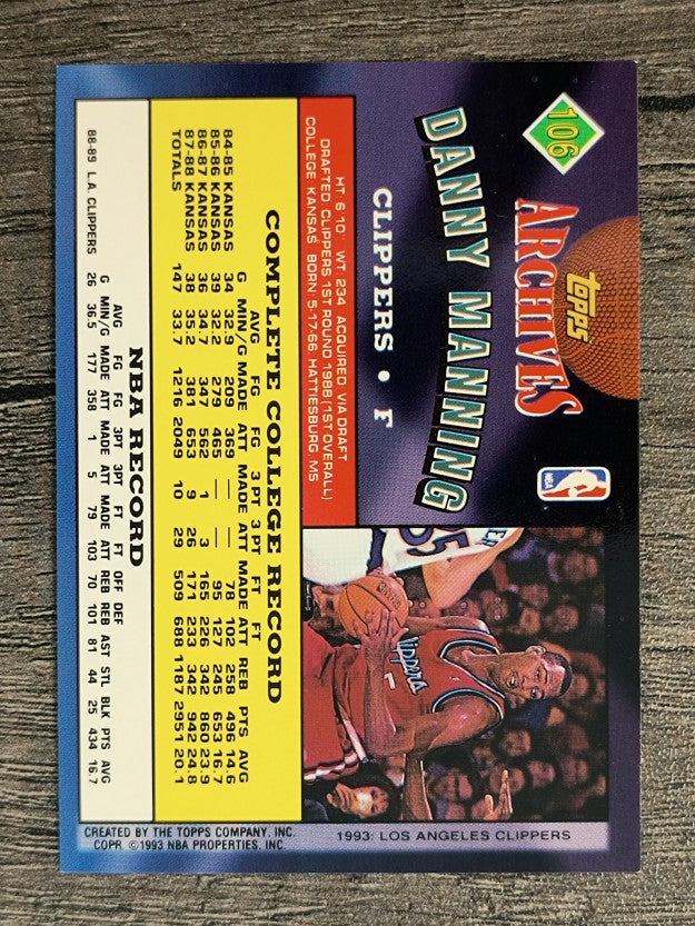 1992-93 Topps Archives #106 Danny Manning