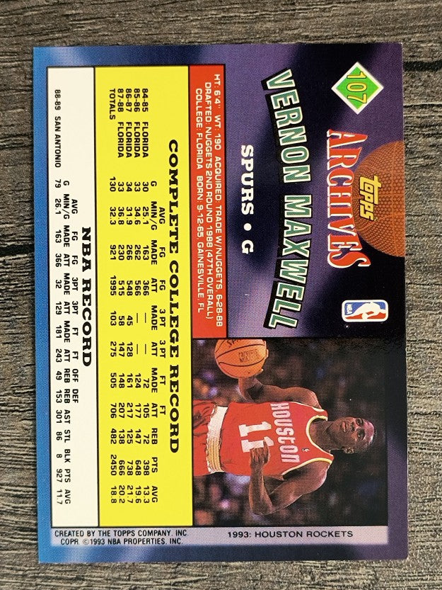 1992-93 Topps Archives #107 Vernon Maxwell