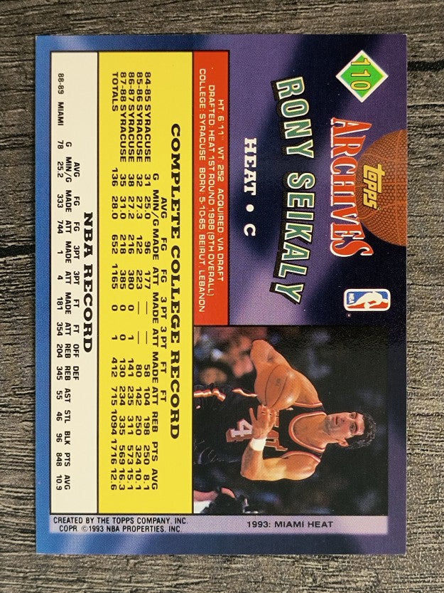 1992-93 Topps Archives #110 Rony Seikaly