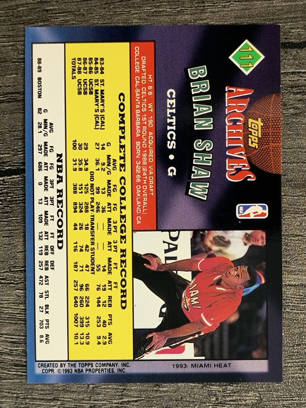 1992-93 Topps Archives #111 Brian Shaw