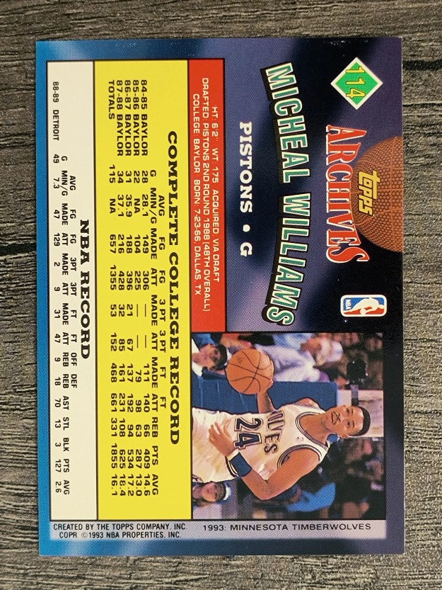 1992-93 Topps Archives #114 Micheal Williams