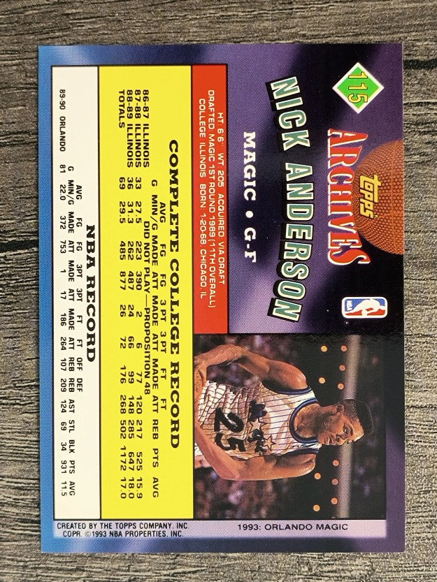 1992-93 Topps Archives #115 Nick Anderson